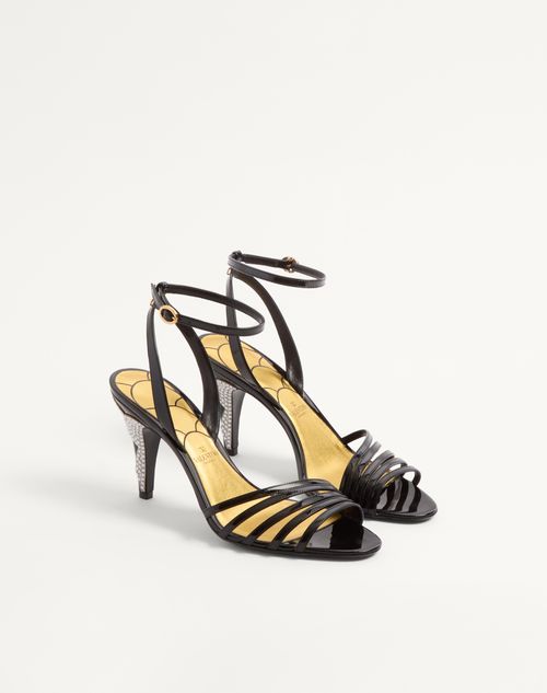 Valentino Garavani - Ladycrush Patent Leather Sandal With Crystals 85mm - Black/silver - Woman - Sandals