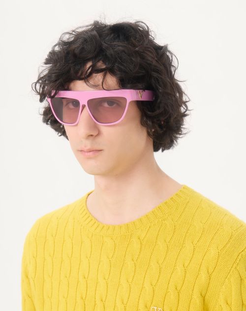 Valentino - Occhiale Geometrico In Acetato - Rosa/rosa - Unisex - Occhiali