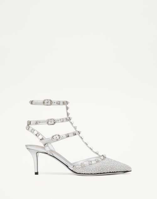 Valentino Garavani Rockstud Pump With Crystals And Micro Studs 65mm Woman Crystal/pearl Grey/silver