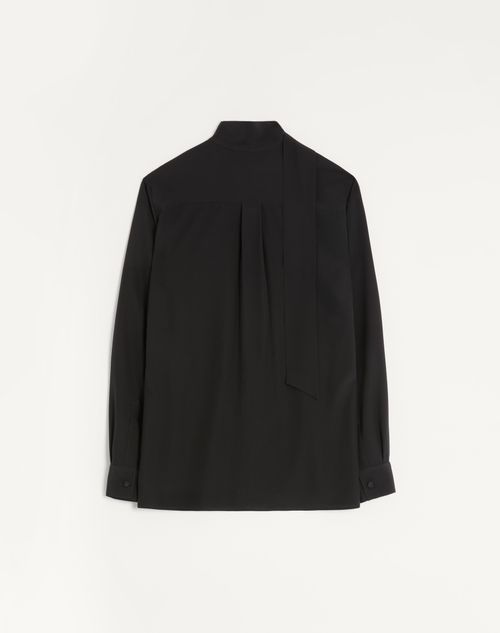 Valentino - Valentino Crepe De Chine Silk Shirt With Scarf Collar - Black - Man - Shirts