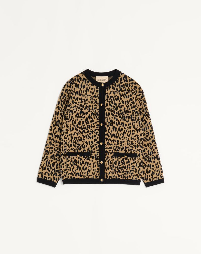 Valentino Women's Animal Print Jacquard Wool Knit Jacket With Animal Pattern Woman Xs