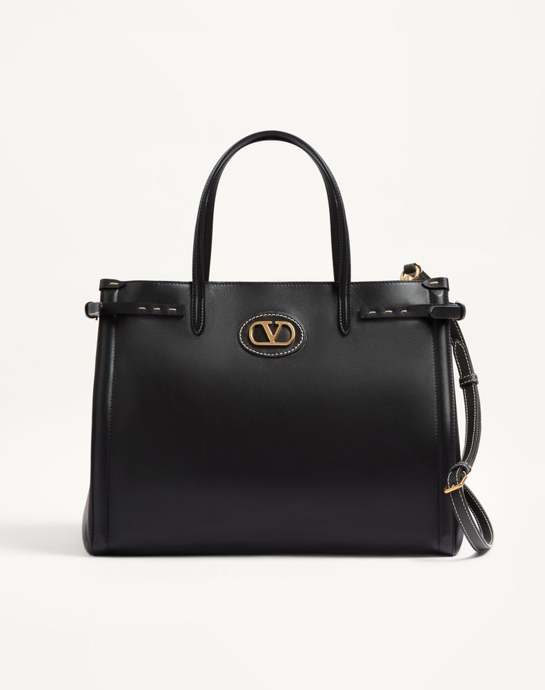 Valentino Garavani Women's Black Antibes Medium Calfskin Shopping Bag Woman Uni
