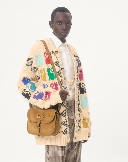 Valentino - Valentino Wool Cardigan With Le Chat De La Maison Jacquard Pattern - Multicolor - Man - Knitwear