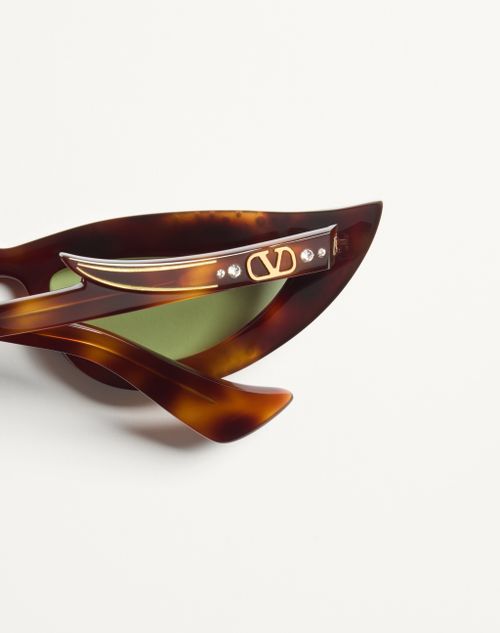 Valentino - Occhiale Cat-eye In Acetato - Havana/verde - Unisex - Occhiali