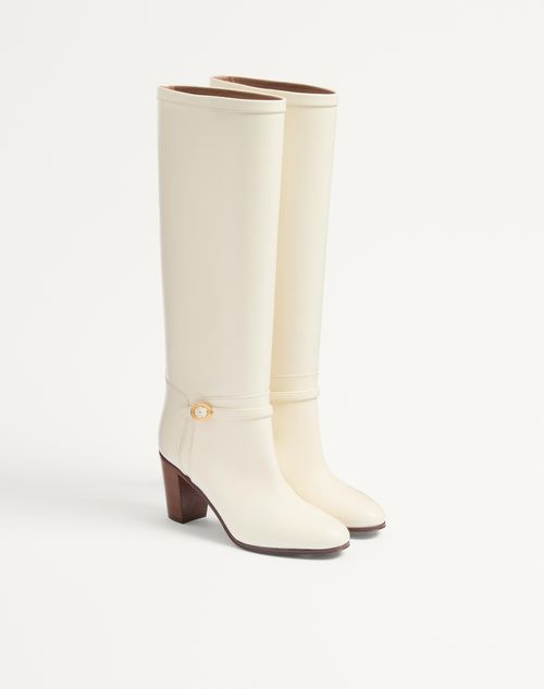 Valentino Garavani - Pattie Calfskin Boot 75mm - Ivory - Woman - Boots