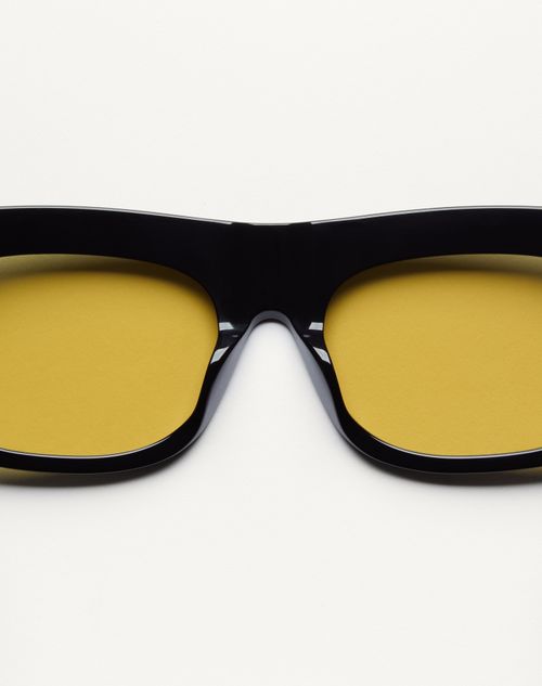 Valentino - Occhiale Rettangolare In Acetato - Nero/giallo - Unisex - Occhiali