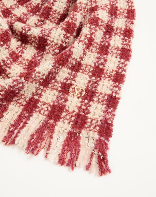 Valentino Garavani - カシミア X ウール X ルレックス ブークレハウンドトゥース スカーフ - レッド/アイボリー - ウィメンズ - ソフトアクセサリー