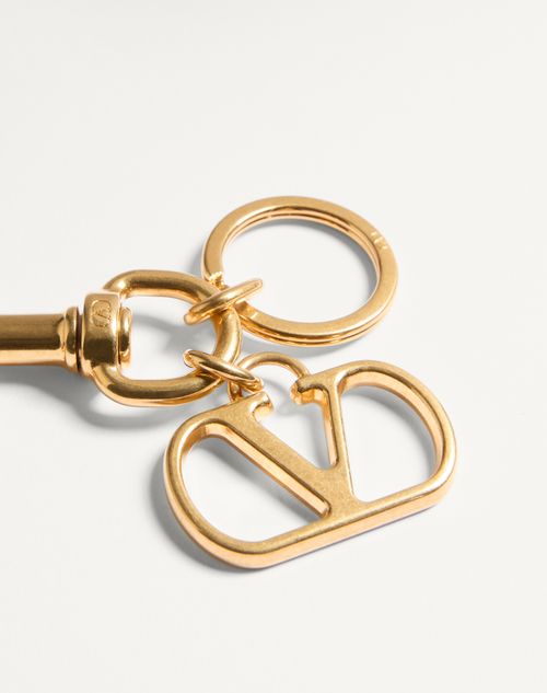 Valentino Garavani - Vlogo Signature Metal Bag Charm With Key Ring - Antique Brass - Woman - Bag Charms And Keyrings
