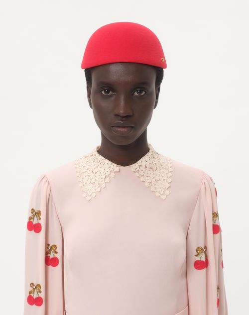 Valentino - Embroidered Georgette Dress - Poudre/cherry Red - Woman - Dresses