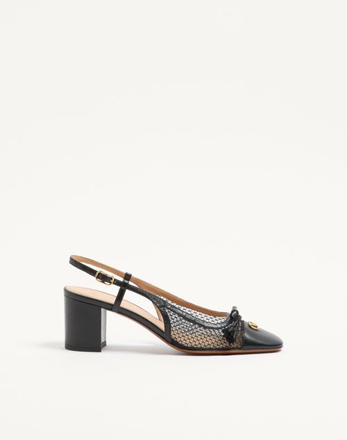 Valentino Garavani - Valet Du Roi Slingback Pump In Mesh And Kidskin 60mm - Black - Woman - Pumps And Slingbacks