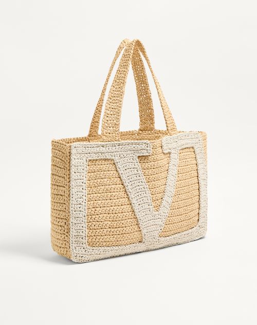 Valentino Garavani - Valentino Garavani Viva Superstar Large Raffia Shopping Bag - Natural/butter - Woman - Totes