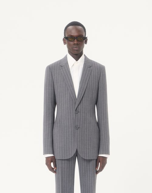 Valentino - Valentino Single-breasted Jacket In Pinstripe Wool - Grey - Man - Coats And Blazers