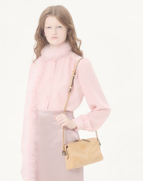 Valentino - Chemise En Crêpe De Chine Ornée De Plumes - Rose - Femme - Chemises Et Tops