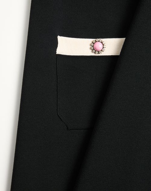 Valentino - Embroidered Knit Dress - Black/ivory - Woman - Dresses