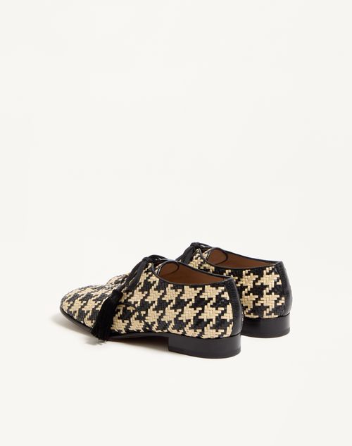 Valentino Garavani - Mj Blues Houndstooth Derby In Woven Leather - Shell/black - Man - Lace-ups