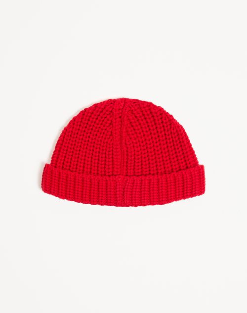 Valentino Garavani - Vlogo Signature Knitted Cotton Beanie - Red - Man - Hats And Gloves