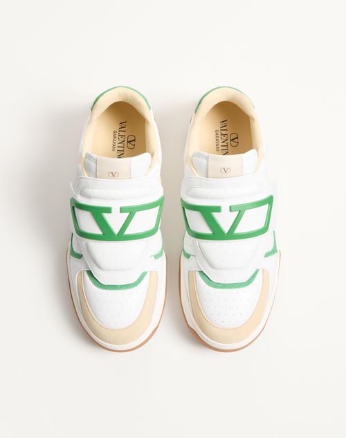 Valentino Garavani - Joie De Jouer Low Top Sneaker In Nappa Calfskin - White/shell/green - Man - Sneakers