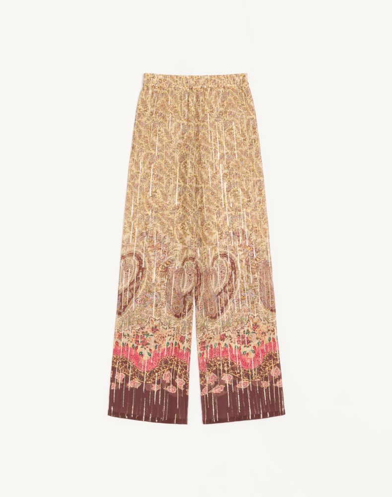 Valentino Femme Multicolor Pantalon Pekin Avec Imprimé Voyage Imaginaire Paisley 50