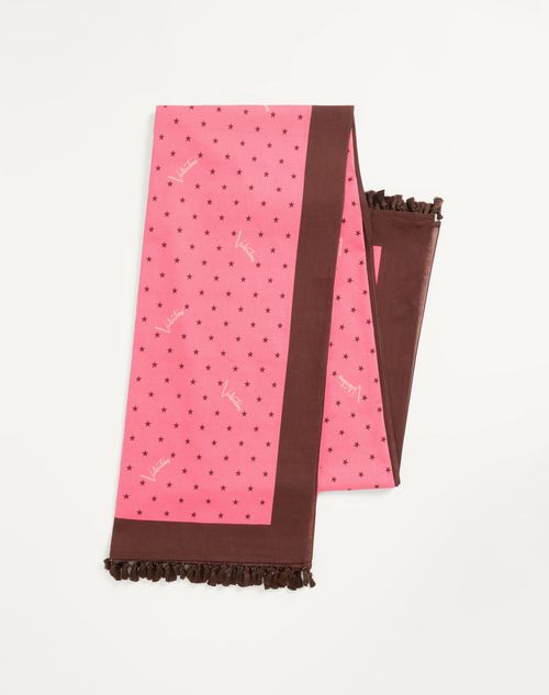 Valentino Garavani - Cotton Sarong With Stelline E Firma Starry Print With Tassel Trim - Coral/chocolate - Woman - Soft Accessories