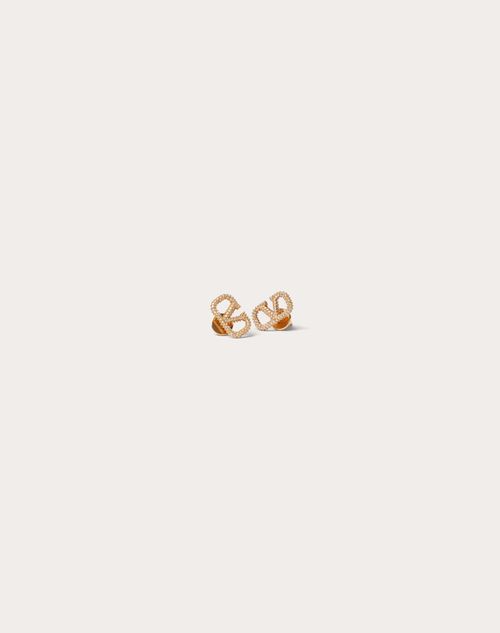 Valentino Garavani Vlogo Signature Earrings In Metal And Swarovski® Crystals Woman Gold Uni In ゴールド