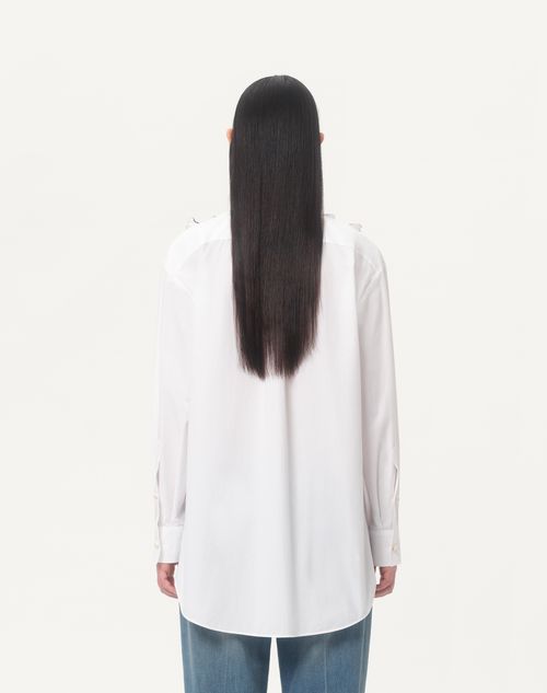 Valentino - Embroidered Cotton Popeline Shirt - White/multicolor - Woman - Shirts And Tops