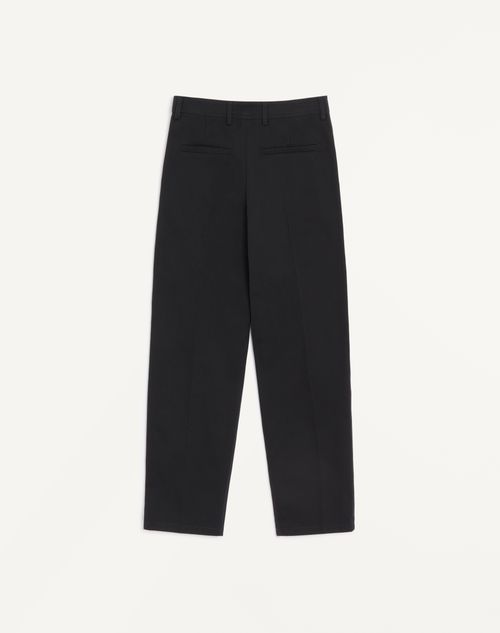 Valentino - Vロゴ エンブロイダリー コットンギャバジン パンツ - ブラック - メンズ - パンツ & ショートパンツ