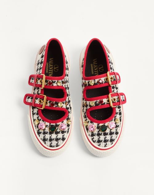 Valentino Garavani - Dollyboard Mary-jane Ballerina Sneaker In Houndstooth Fabric - Multicolor - Woman - Sneakers