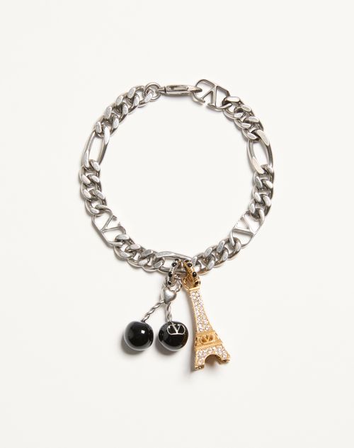 Valentino Logo Bracelet In Palladium
