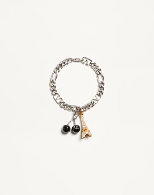 Valentino Garavani Valentino Garavani Chez Valentino Bracelet In Metal, Enamel And Swarovski Crystals Man Palladium M