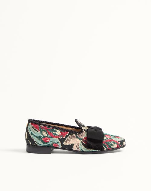 Valentino Garavani Bowow Loafer In Jacquard Fabric Man Multicolour/black 40
