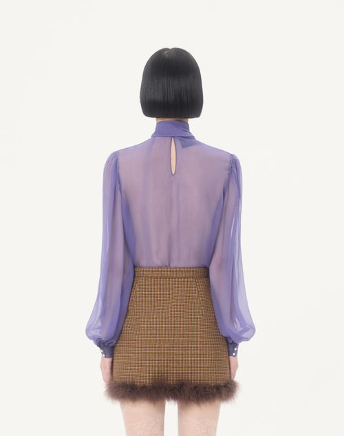 Valentino - Chiffon Creponne Top - Lilac - Woman - Shirts & Tops