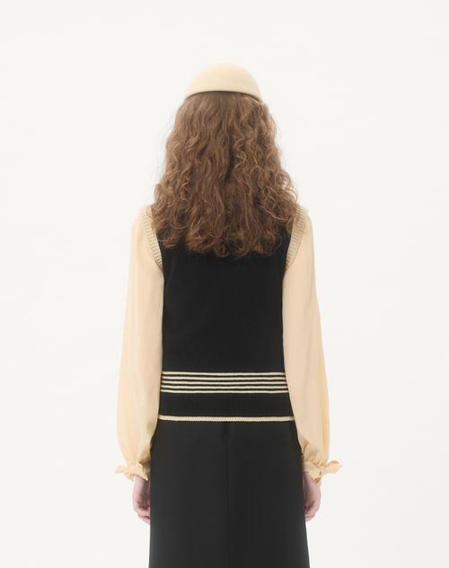 Valentino - Le Chat De La Maison Embroidered Gilet - Black/multicolor - Woman - Knitwear