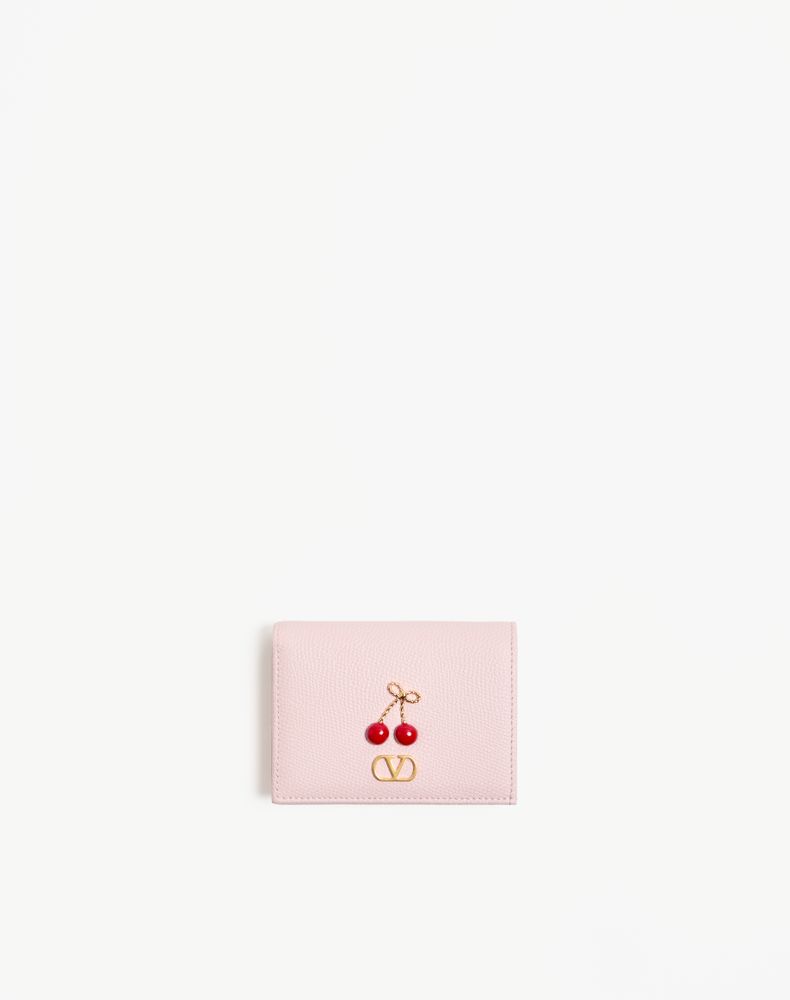 Valentino Garavani Women's Rose Quartz Cherryfic Wallet In Grainy Calfskin Woman Uni
