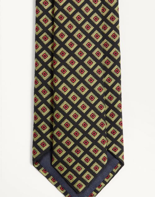Valentino Garavani - Valentie Cotton Jacquard Tie With Chamber Pattern And Vlogo Signature Detail - Multicolour - Man - Ties