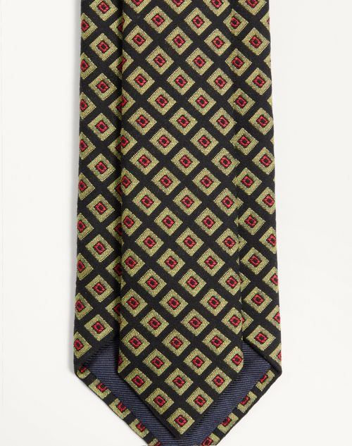 Valentino Garavani - Valentie Cotton Jacquard Tie With Chamber Pattern And Vlogo Signature Detail - Multicolour - Man - Soft Accessories