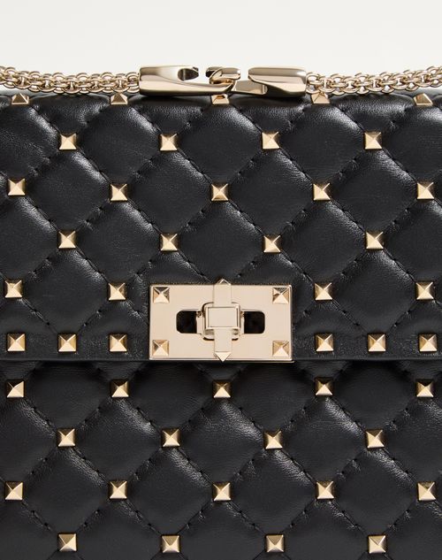 Valentino Garavani - Medium Nappa Rockstud Spike Bag - Black - Woman - Shoulder Bags
