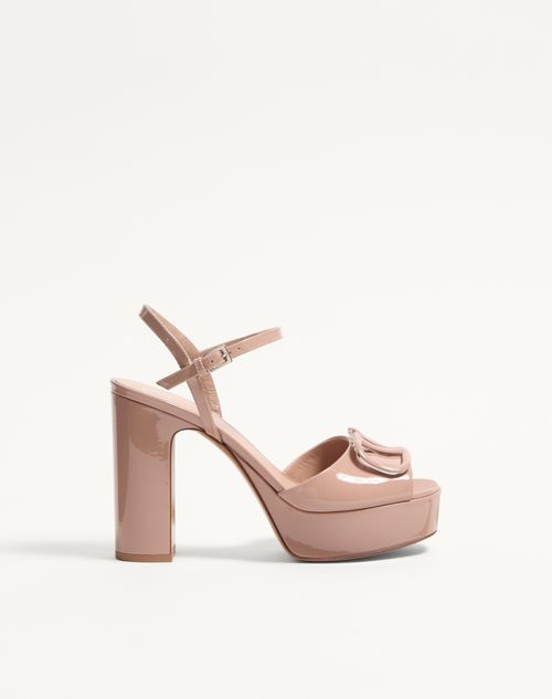 Valentino Garavani Vlogo Signature Patent Leather Platform Sandal 115mm Woman Rose Cannelle 40.5