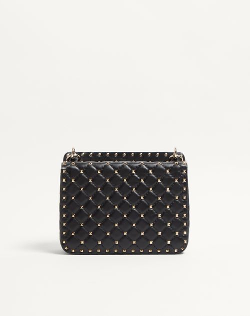 Valentino Garavani - Medium Nappa Rockstud Spike Bag - Black - Woman - Shoulder Bags