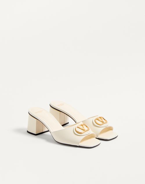 Valentino Garavani - Vlogo Signature Slide Sandal In Calfskin 60mm - Ivory - Woman - Sandals