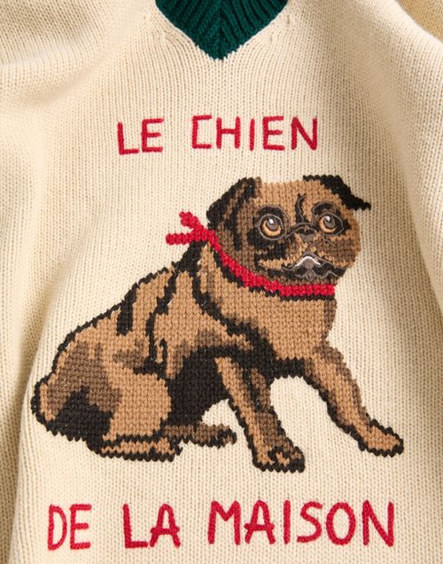 Valentino - Le Chien De La Maison Jacquard Wool Jumper - Cream - Man - Knitwear