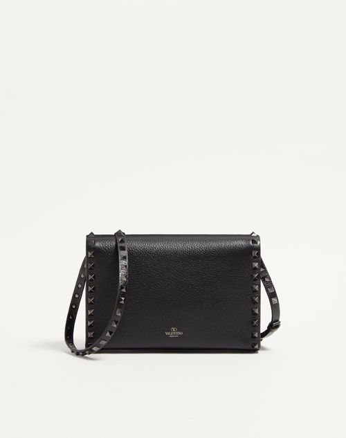 Valentino Garavani - Small Rockstud Grainy Calfskin Crossbody Bag - Black - Woman - Shoulder Bags