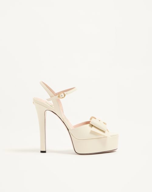 Valentino Garavani Bowow Kidskin Platform Sandal With Bow Detail 130mm Woman Ivory 37
