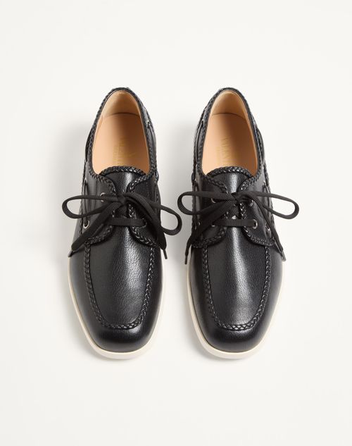 Valentino Garavani - Palm Avenue Kidskin Boat Shoe - Black - Man - Loafers And Driver