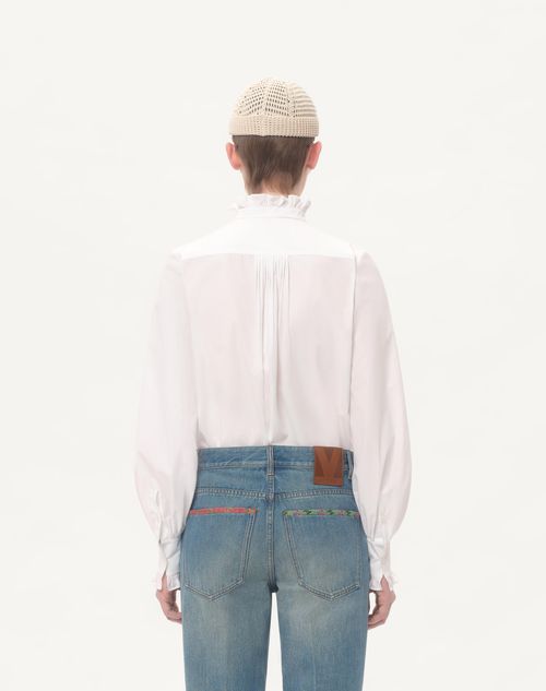 Valentino - Cotton Popeline Shirt - White - Woman - Shirts And Tops