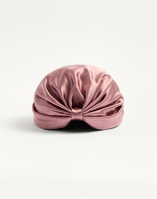 Shop Valentino Garavani Silk Turban Scarf Woman Gold/pink Uni In Or/rose