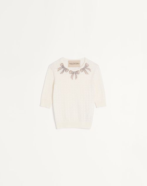 Valentino - Embroidered Cotton Top - Ivory - Woman - Knitwear