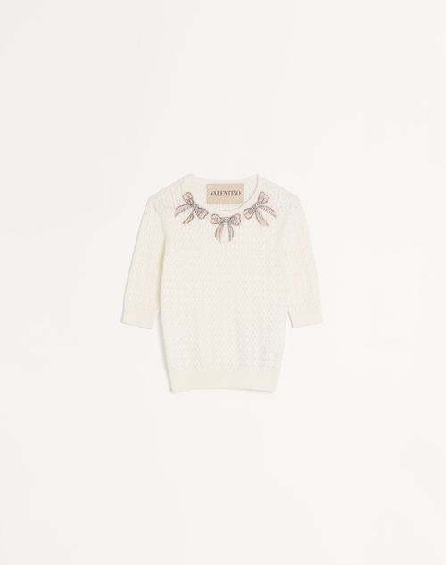 Valentino Embroidered Cotton Top Woman Ivory Xs