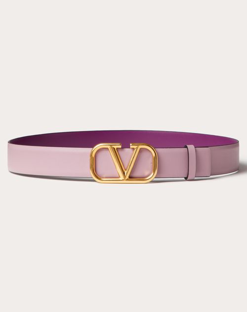 Valentino Garavani Reversible Vlogo Signature Belt In Glossy Calfskin 30 Mm Woman Mauve/prune 065