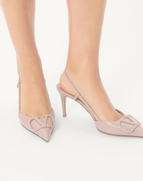 Valentino Garavani - Slingback-pumps Vlogo Signature Aus Kalbsleder Mit 80 Mm-absatz - Poudre - Frau - Schuhe