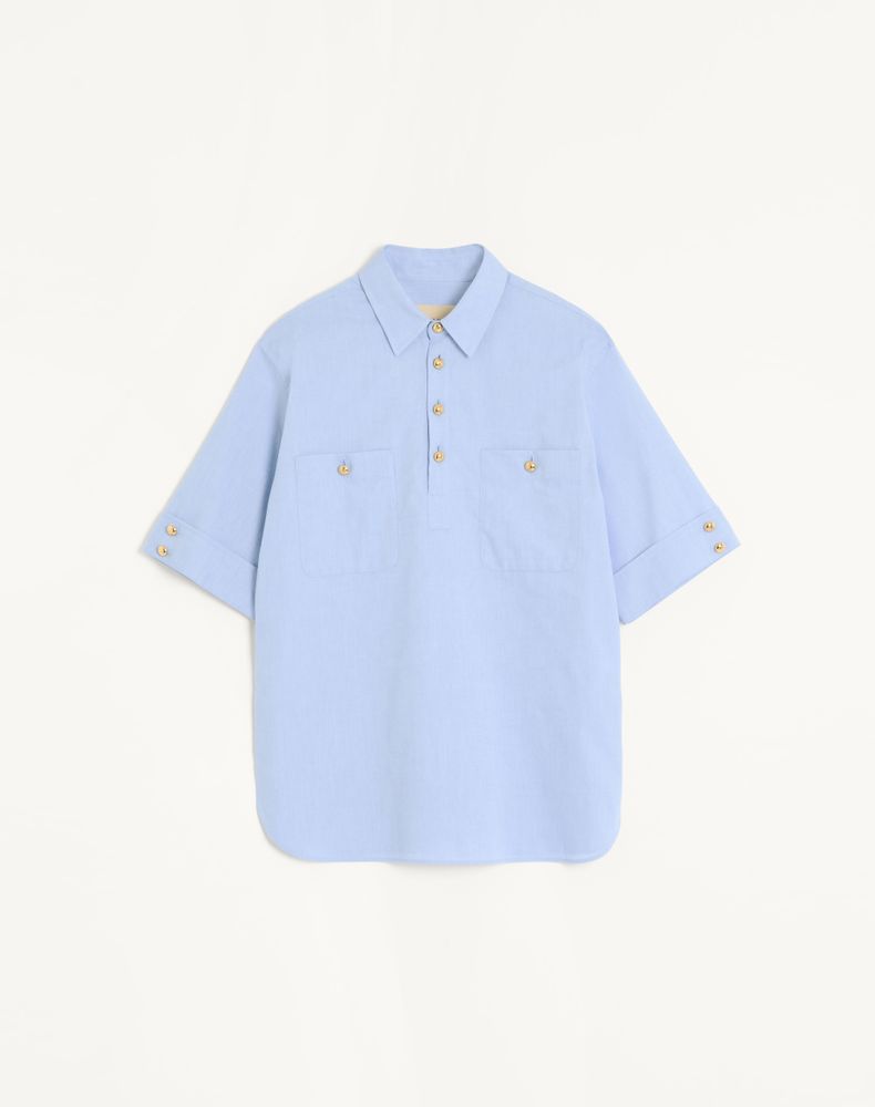 Valentino Men's Azure Oxford Cotton Polo Shirt Man 41